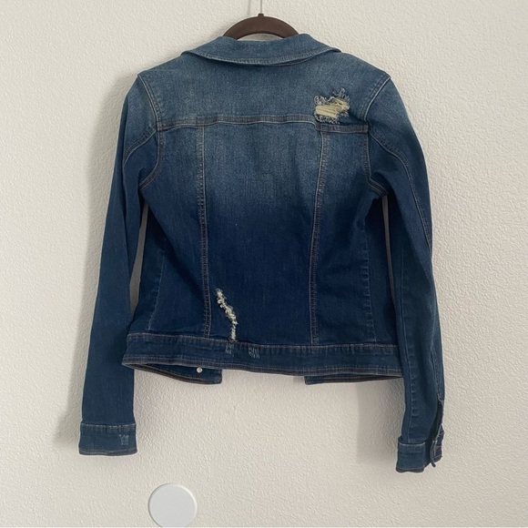 Guess GBG Los Angeles Women's Size Small Blue Distressed Button Denim Jacket - Picture 3 of 4